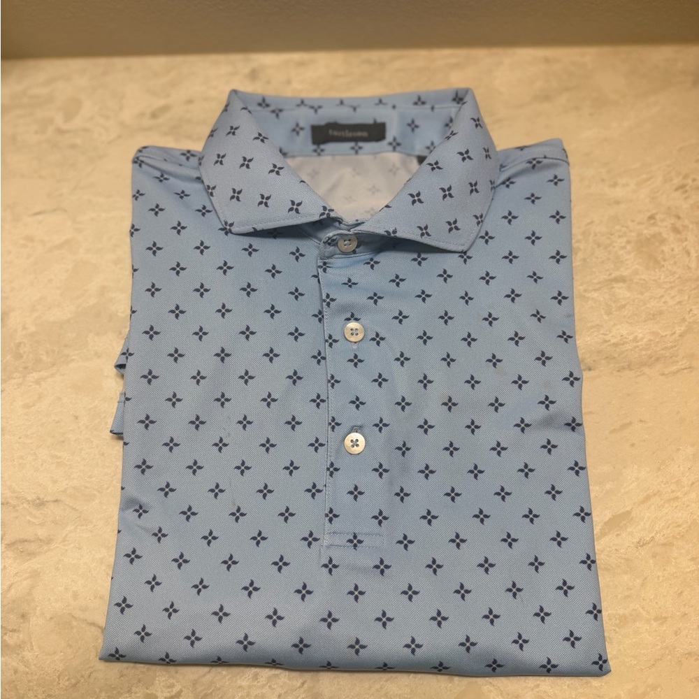 Turtleson Blue Patterned Polo Shirt